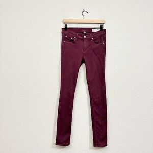 RAG & BONE Mid Rise Skinny Jeans in Port Red
